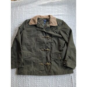 Chaps Fireman Clasp Barn Chore Coat Jacket Corduroy Collar Sz Large Green